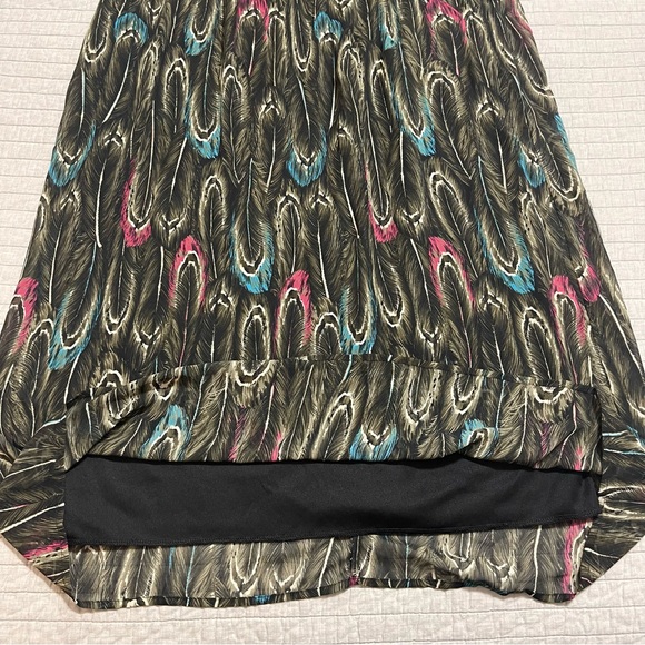 Lane Bryant Multicolor Feather Cap Sleeve V-Neck Elastic Waist Maxi Dress 14/16 - Picture 6 of 6